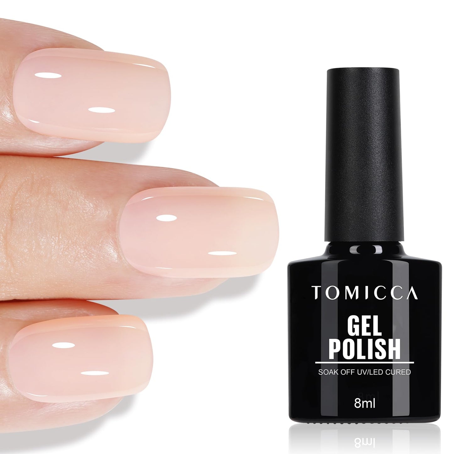 TOMICCA Semi-Permanent Nail Polish, 10 ml Semi-Permanent Natural French Gel Milky White Nail Art Gel UV LED Soak Off Manicure