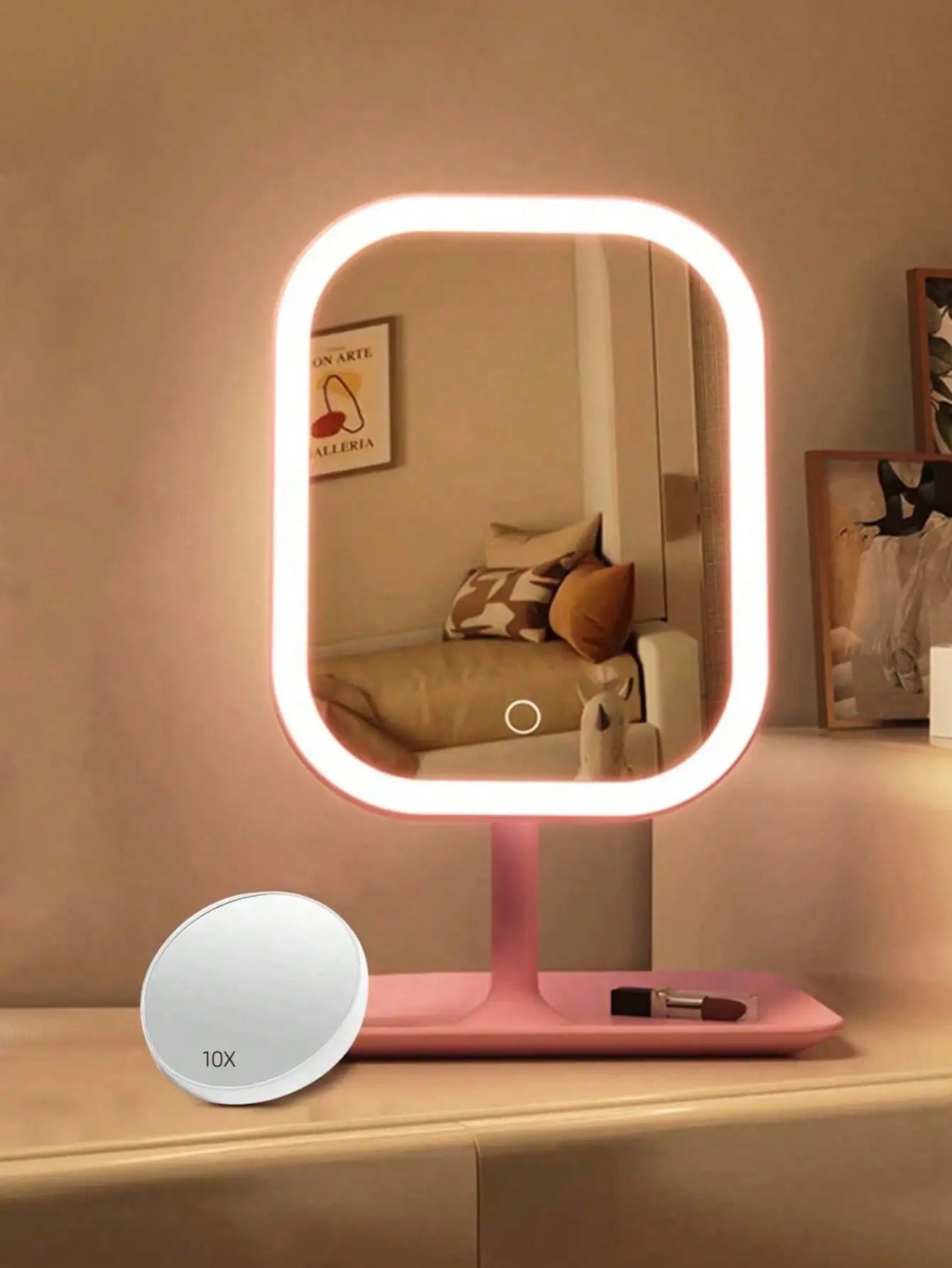 Miroir de courtoisie lumière LED Rose