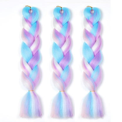 ShowJarlly Ombre Braiding Hair Extensions Synthetic Braiding Hair 24 Inch 1 Piece Box Braids Braiding Hair Extensions Dark Purple