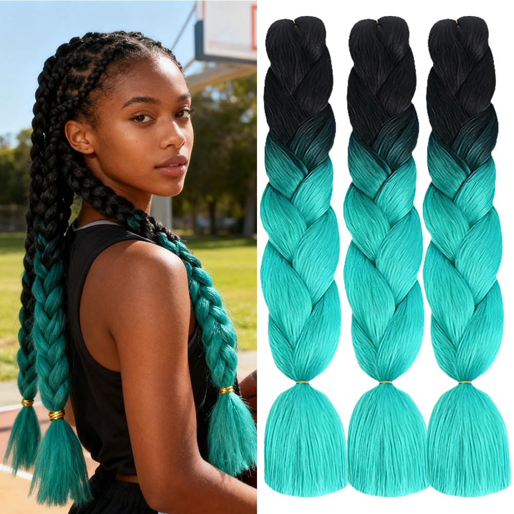ShowJarlly Ombre Braiding Hair Extensions Synthetic Braiding Hair 24 Inch 1 Piece Box Braids Braiding Hair Extensions Dark Purple