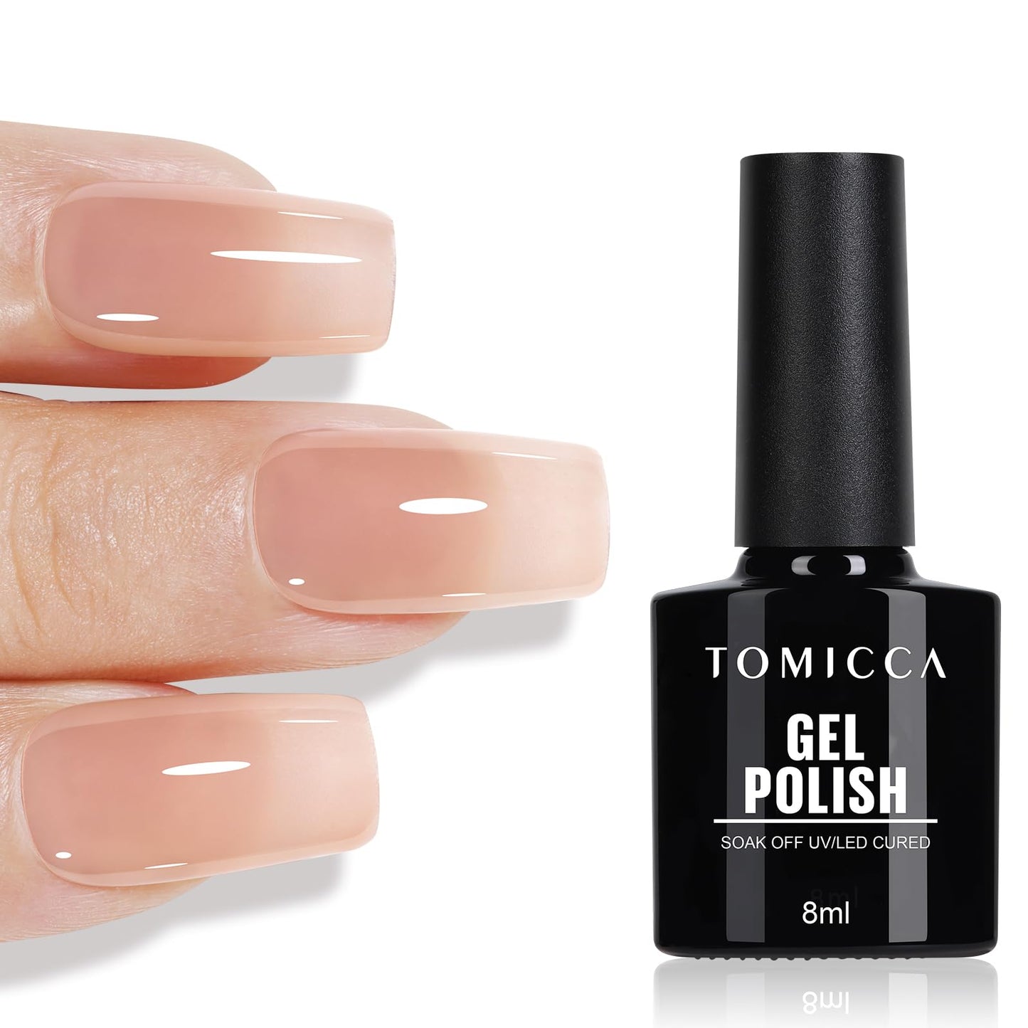 TOMICCA Semi-Permanent Nail Polish, 10 ml Semi-Permanent Natural French Gel Milky White Nail Art Gel UV LED Soak Off Manicure