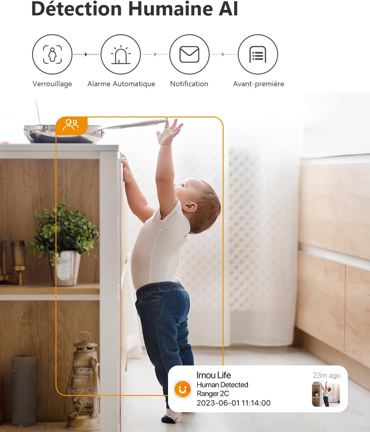 Imou 2K(3MP) WiFi Surveillance Camera Indoor 360° Smart Camera with Human Detection AI Tracking Two-Way Audio Siren Alexa Compatible for Baby/Pets
