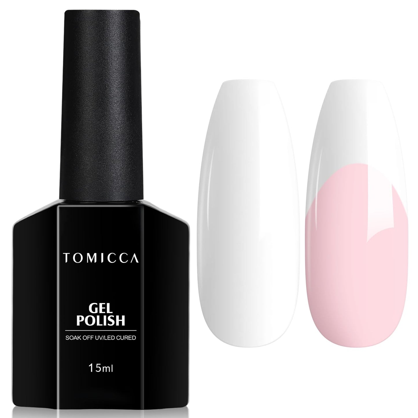 TOMICCA Semi-Permanent Nail Polish, 10 ml Semi-Permanent Natural French Gel Milky White Nail Art Gel UV LED Soak Off Manicure