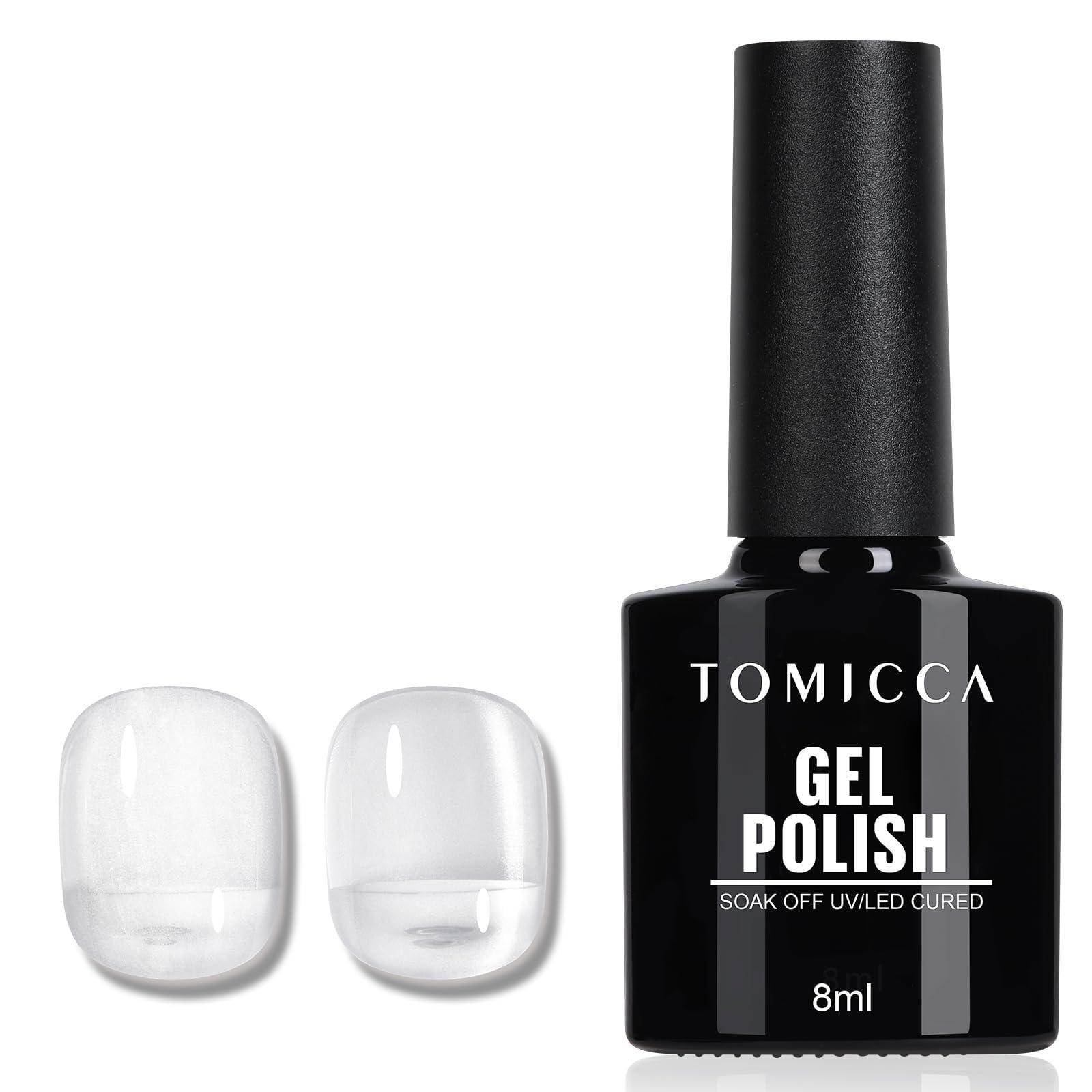 TOMICCA Semi-Permanent Nail Polish, 10 ml Semi-Permanent Natural French Gel Milky White Nail Art Gel UV LED Soak Off Manicure