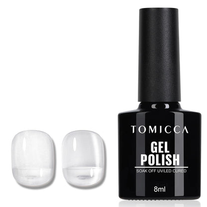TOMICCA Semi-Permanent Nail Polish, 10 ml Semi-Permanent Natural French Gel Milky White Nail Art Gel UV LED Soak Off Manicure