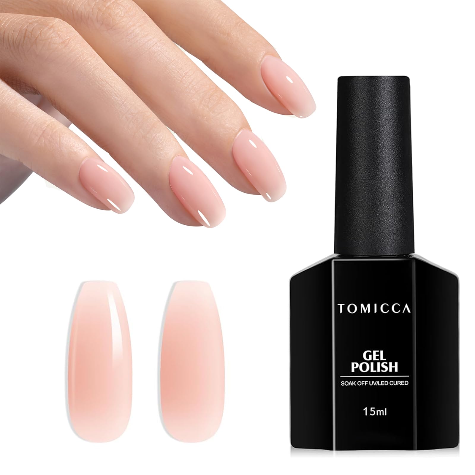 TOMICCA Semi-Permanent Nail Polish, 10 ml Semi-Permanent Natural French Gel Milky White Nail Art Gel UV LED Soak Off Manicure
