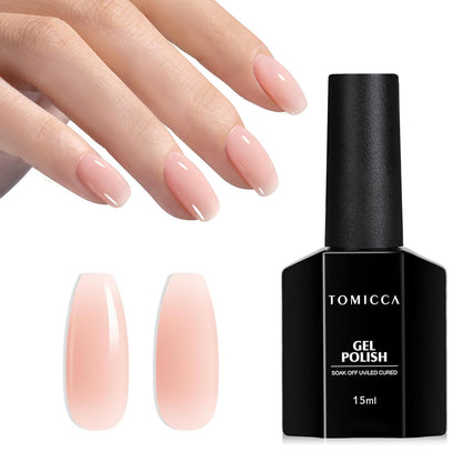 TOMICCA Semi-Permanent Nail Polish, 10 ml Semi-Permanent Natural French Gel Milky White Nail Art Gel UV LED Soak Off Manicure