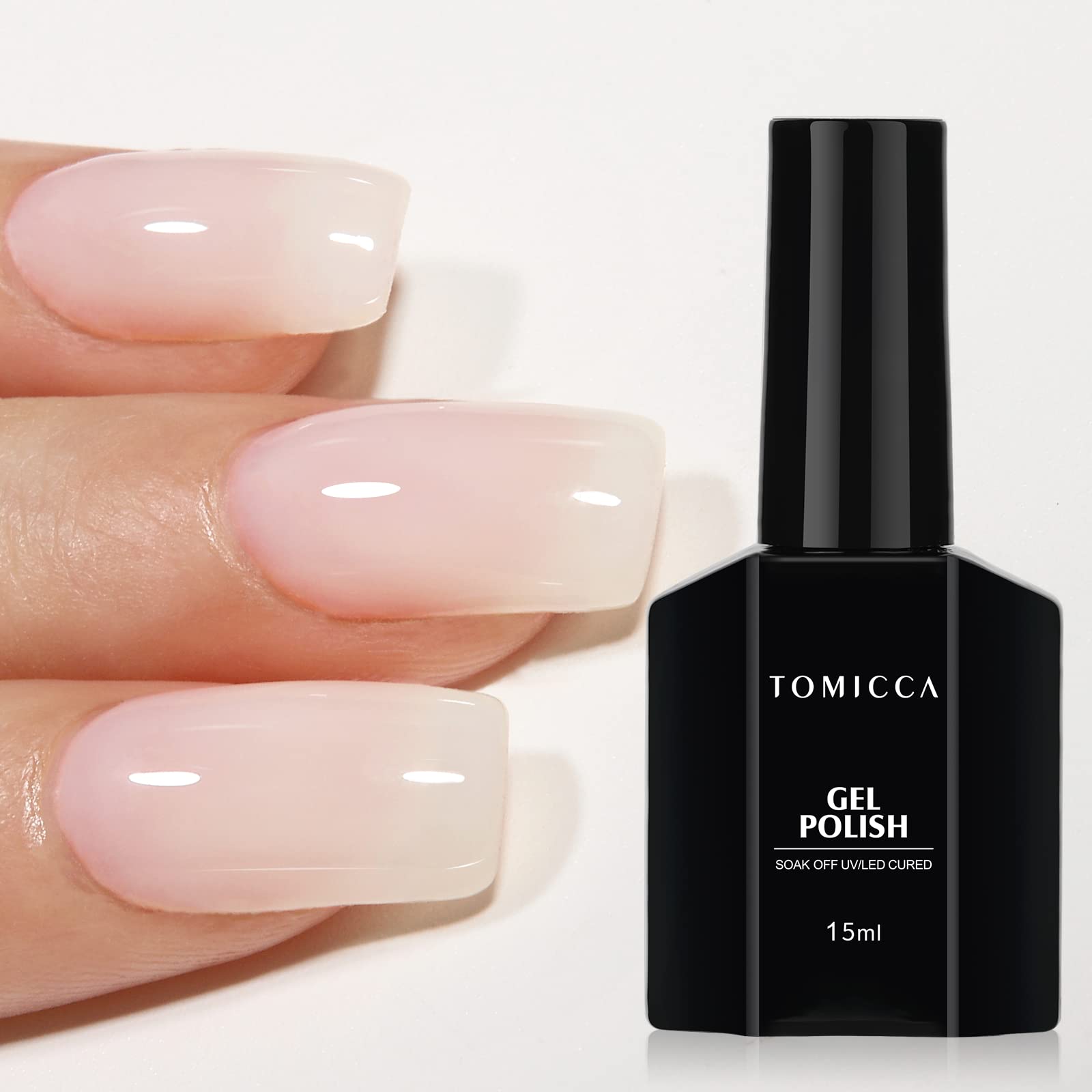 TOMICCA Semi-Permanent Nail Polish, 10 ml Semi-Permanent Natural French Gel Milky White Nail Art Gel UV LED Soak Off Manicure