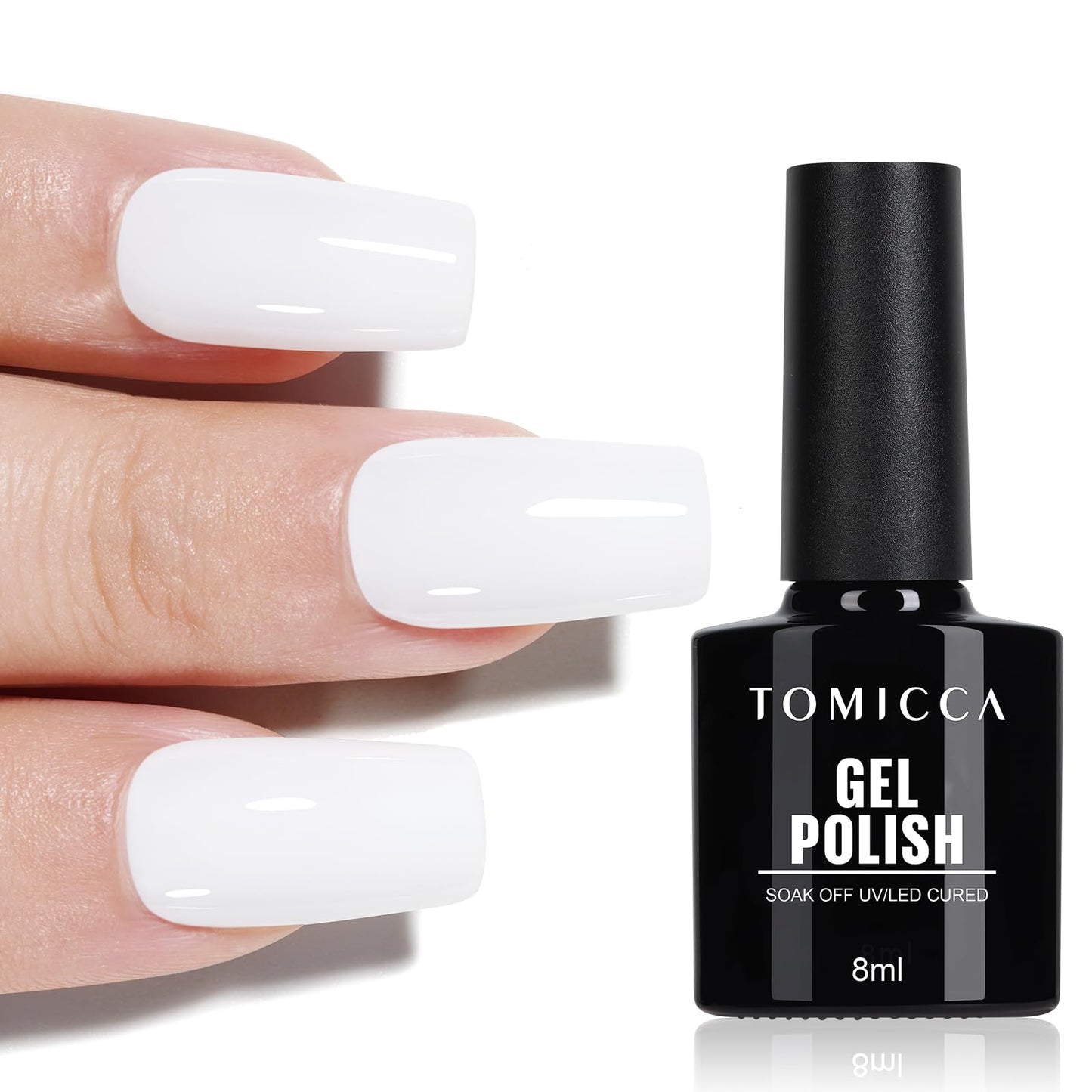 TOMICCA Semi-Permanent Nail Polish, 10 ml Semi-Permanent Natural French Gel Milky White Nail Art Gel UV LED Soak Off Manicure