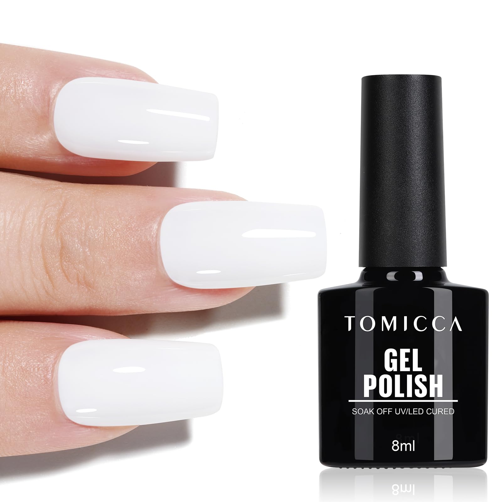 TOMICCA Semi-Permanent Nail Polish, 10 ml Semi-Permanent Natural French Gel Milky White Nail Art Gel UV LED Soak Off Manicure