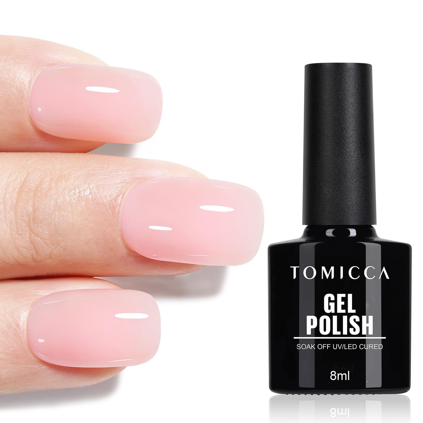 TOMICCA Semi-Permanent Nail Polish, 10 ml Semi-Permanent Natural French Gel Milky White Nail Art Gel UV LED Soak Off Manicure