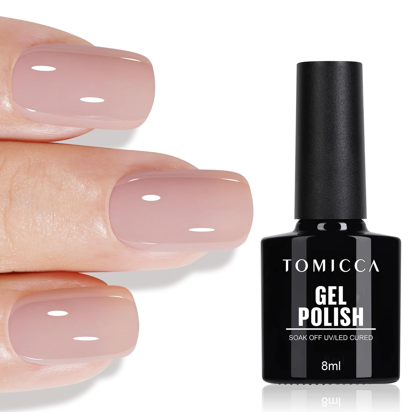 TOMICCA Semi-Permanent Nail Polish, 10 ml Semi-Permanent Natural French Gel Milky White Nail Art Gel UV LED Soak Off Manicure