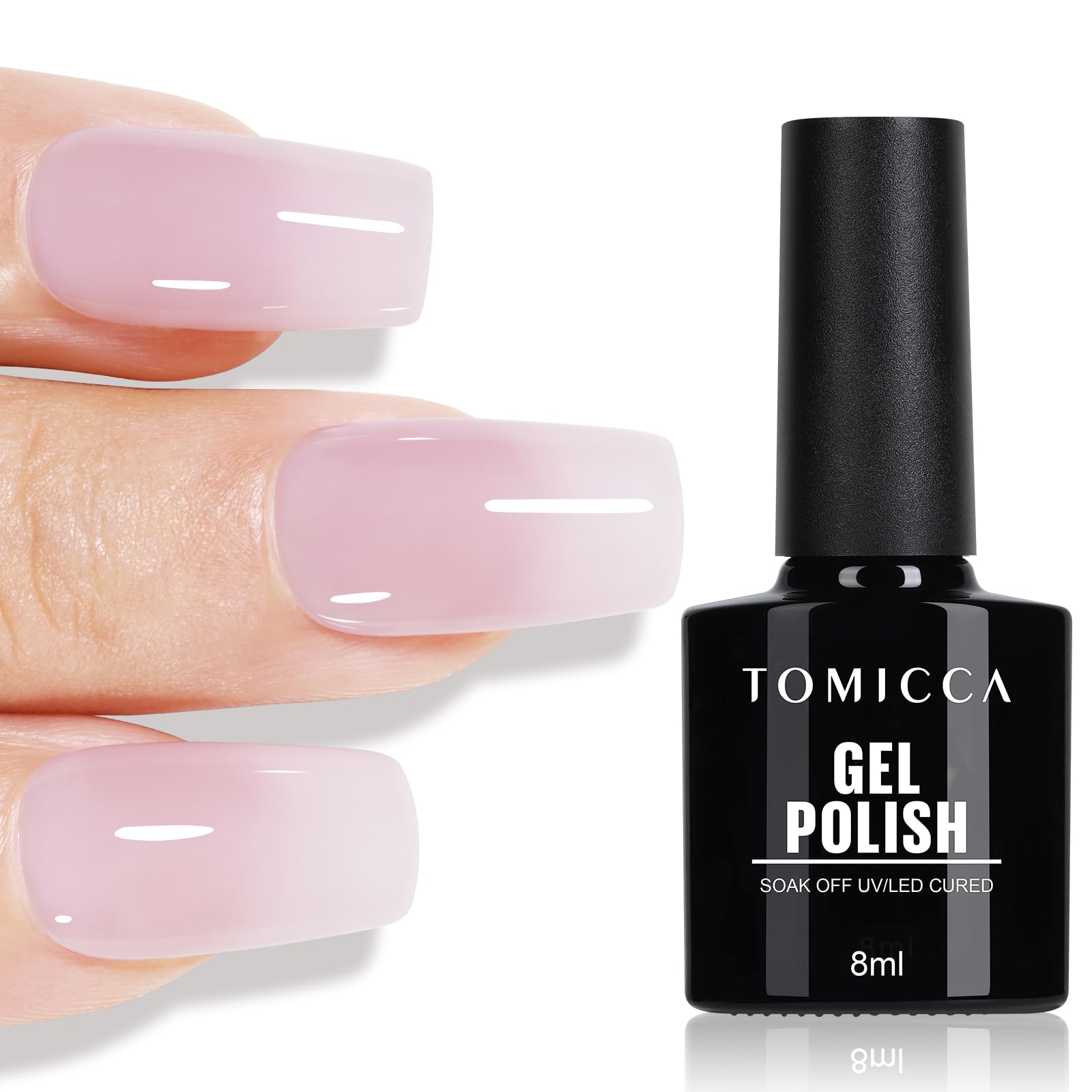 TOMICCA Semi-Permanent Nail Polish, 10 ml Semi-Permanent Natural French Gel Milky White Nail Art Gel UV LED Soak Off Manicure