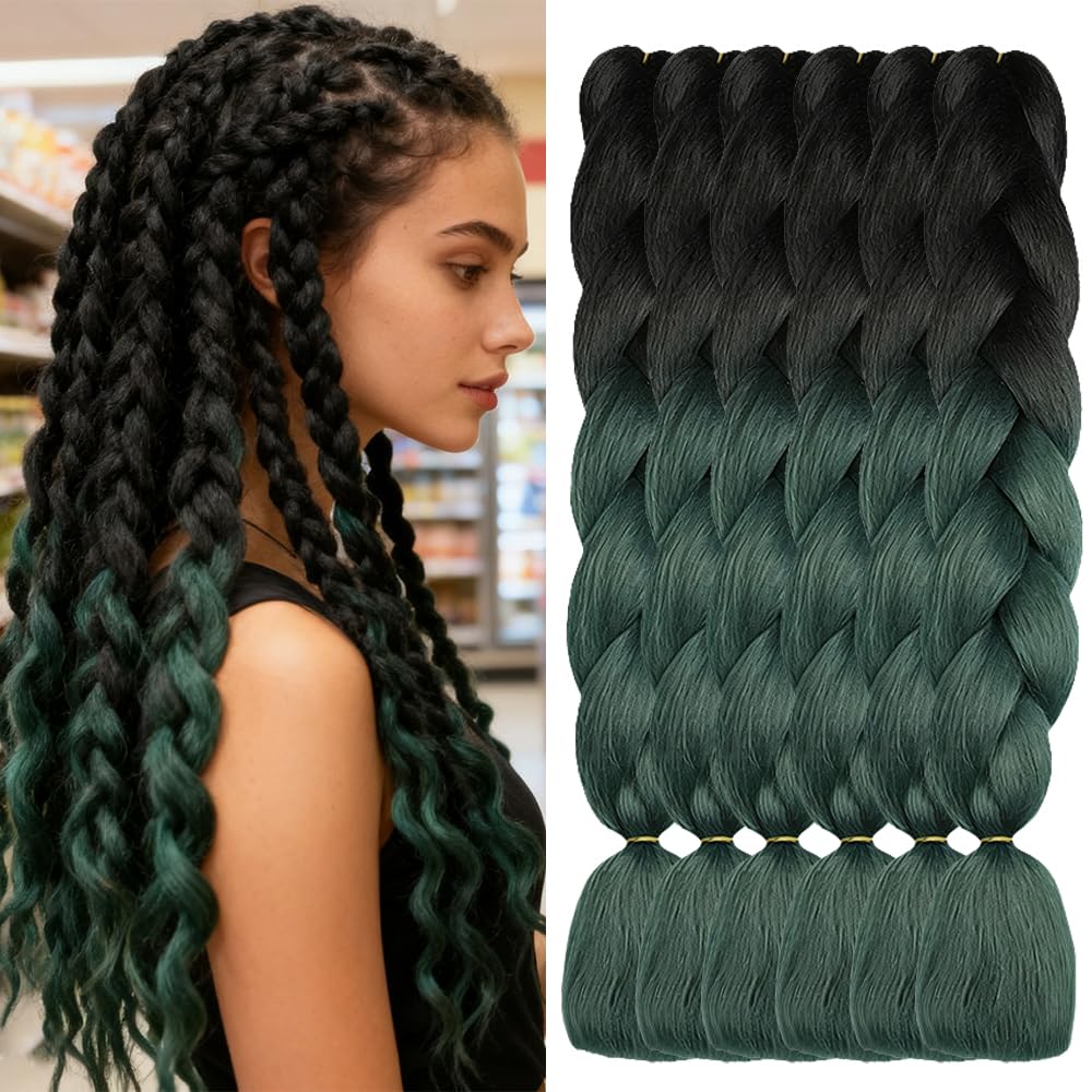 ShowJarlly Ombre Braiding Hair Extensions Synthetic Braiding Hair 24 Inch 1 Piece Box Braids Braiding Hair Extensions Dark Purple
