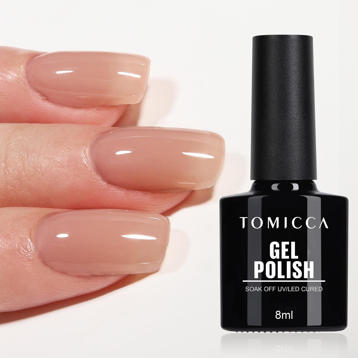 TOMICCA Semi-Permanent Nail Polish, 10 ml Semi-Permanent Natural French Gel Milky White Nail Art Gel UV LED Soak Off Manicure