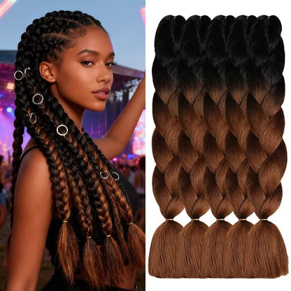 ShowJarlly Ombre Braiding Hair Extensions Synthetic Braiding Hair 24 Inch 1 Piece Box Braids Braiding Hair Extensions Dark Purple