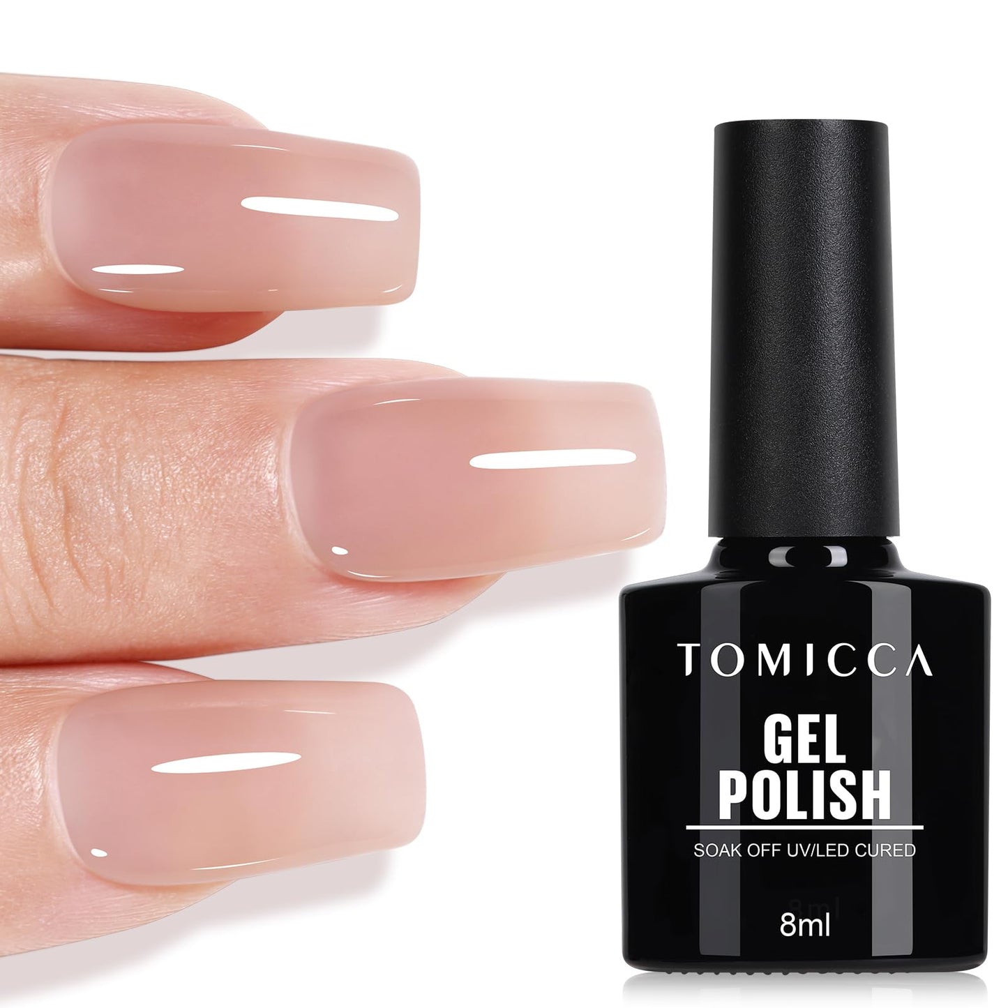 TOMICCA Semi-Permanent Nail Polish, 10 ml Semi-Permanent Natural French Gel Milky White Nail Art Gel UV LED Soak Off Manicure