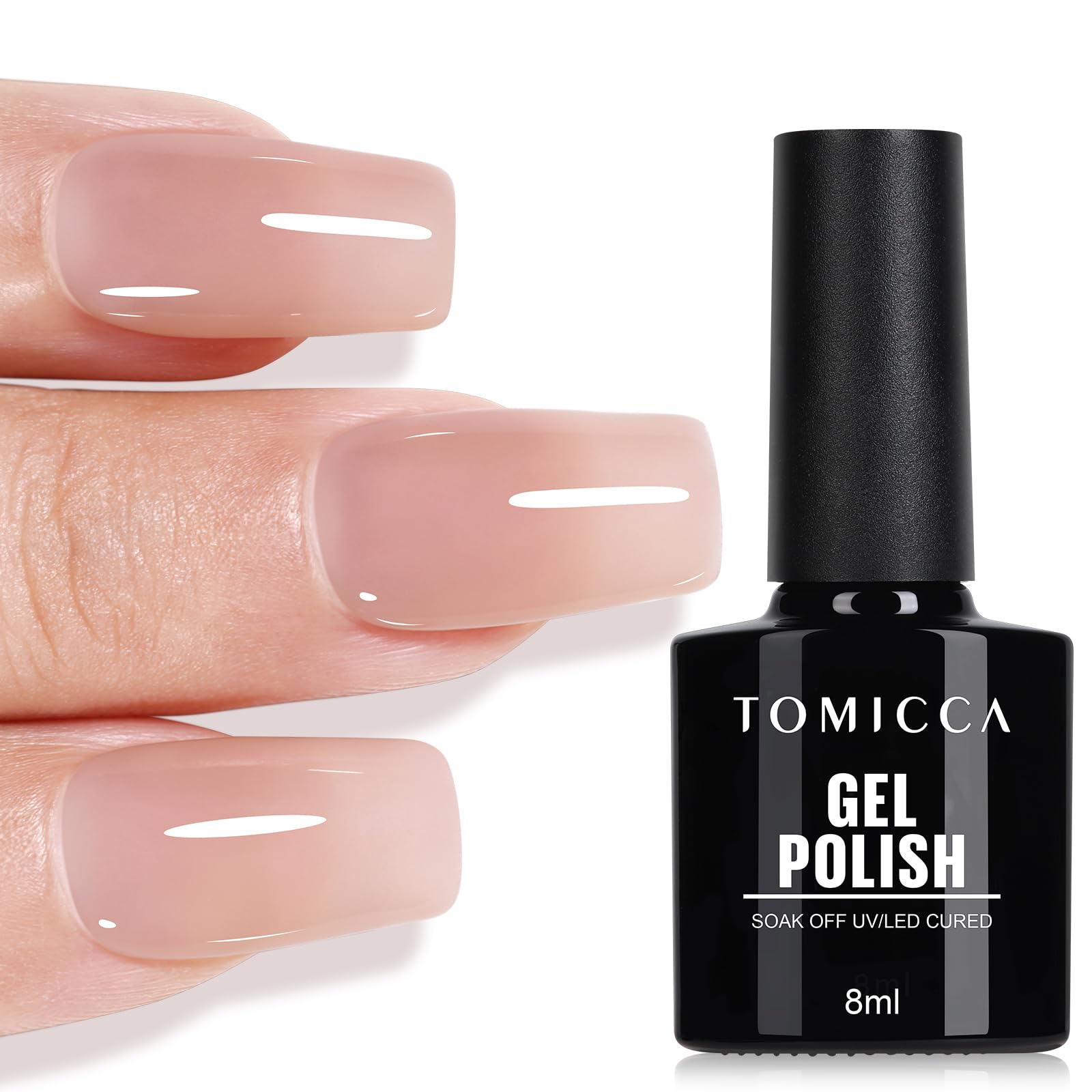 TOMICCA Semi-Permanent Nail Polish, 10 ml Semi-Permanent Natural French Gel Milky White Nail Art Gel UV LED Soak Off Manicure