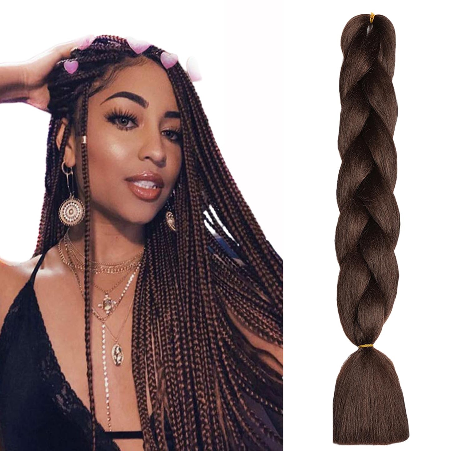 ShowJarlly Ombre Braiding Hair Extensions Synthetic Braiding Hair 24 Inch 1 Piece Box Braids Braiding Hair Extensions Dark Purple