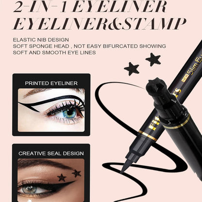 6PCS Coffret de Crayons Eye Liner Liquide à deux têtes, Liquid Eyeliner Stamp Pencil, Stylo Eyeliner Noir ailé pour Femme, Pochoirs Eyeliner Maquillage Tatouage Longue tenue