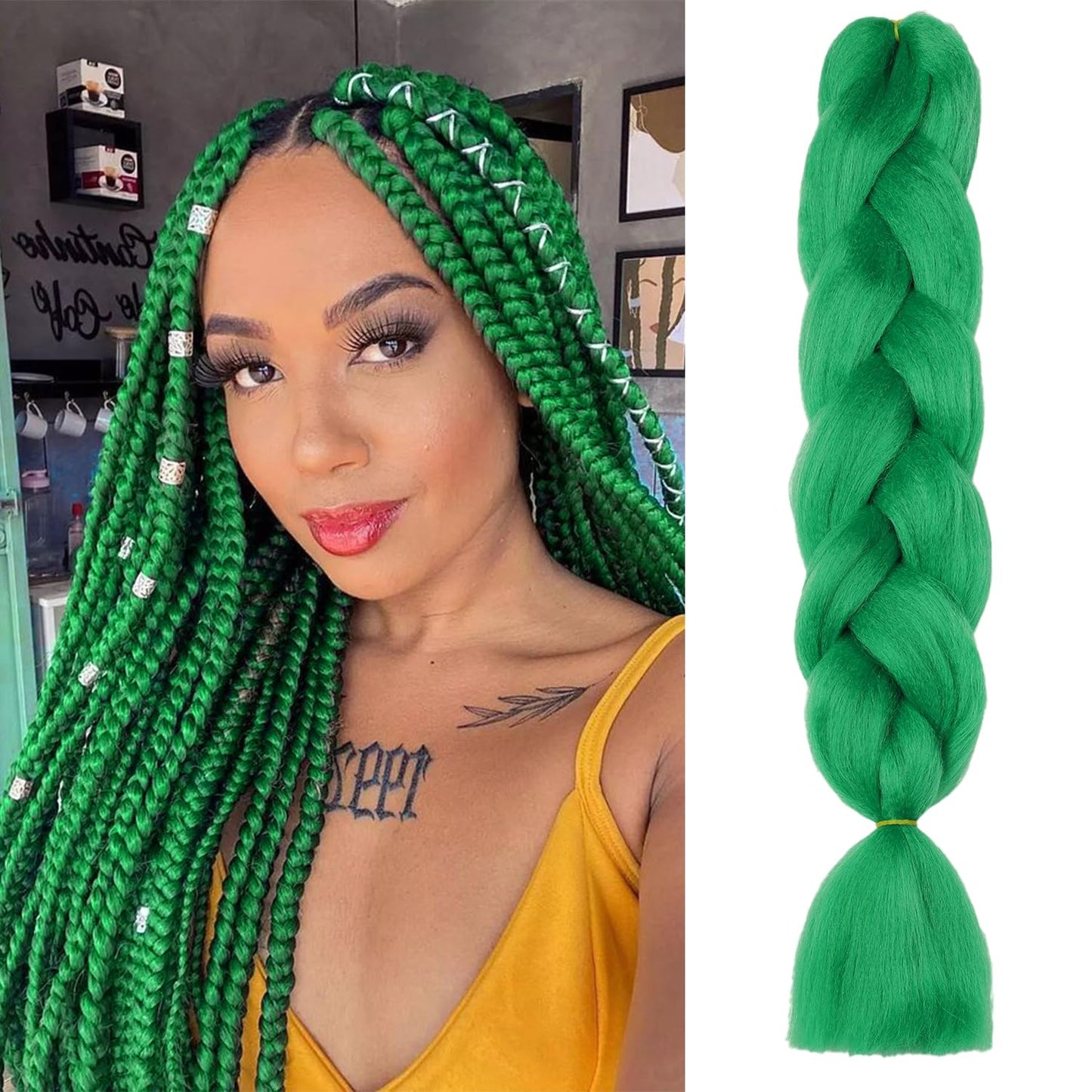 ShowJarlly Ombre Braiding Hair Extensions Synthetic Braiding Hair 24 Inch 1 Piece Box Braids Braiding Hair Extensions Dark Purple