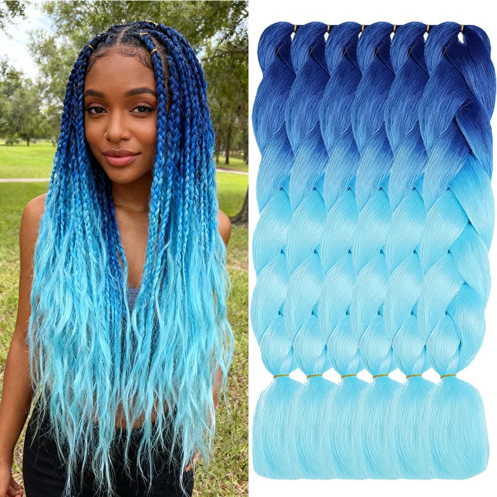 ShowJarlly Ombre Braiding Hair Extensions Synthetic Braiding Hair 24 Inch 1 Piece Box Braids Braiding Hair Extensions Dark Purple