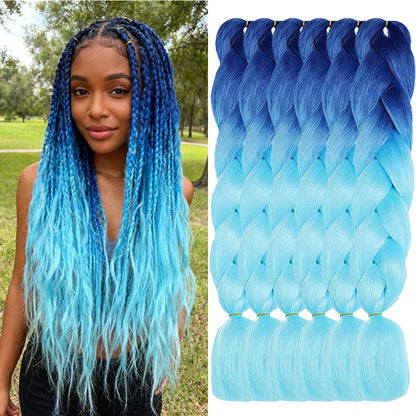 ShowJarlly Ombre Braiding Hair Extensions Synthetic Braiding Hair 24 Inch 1 Piece Box Braids Braiding Hair Extensions Dark Purple