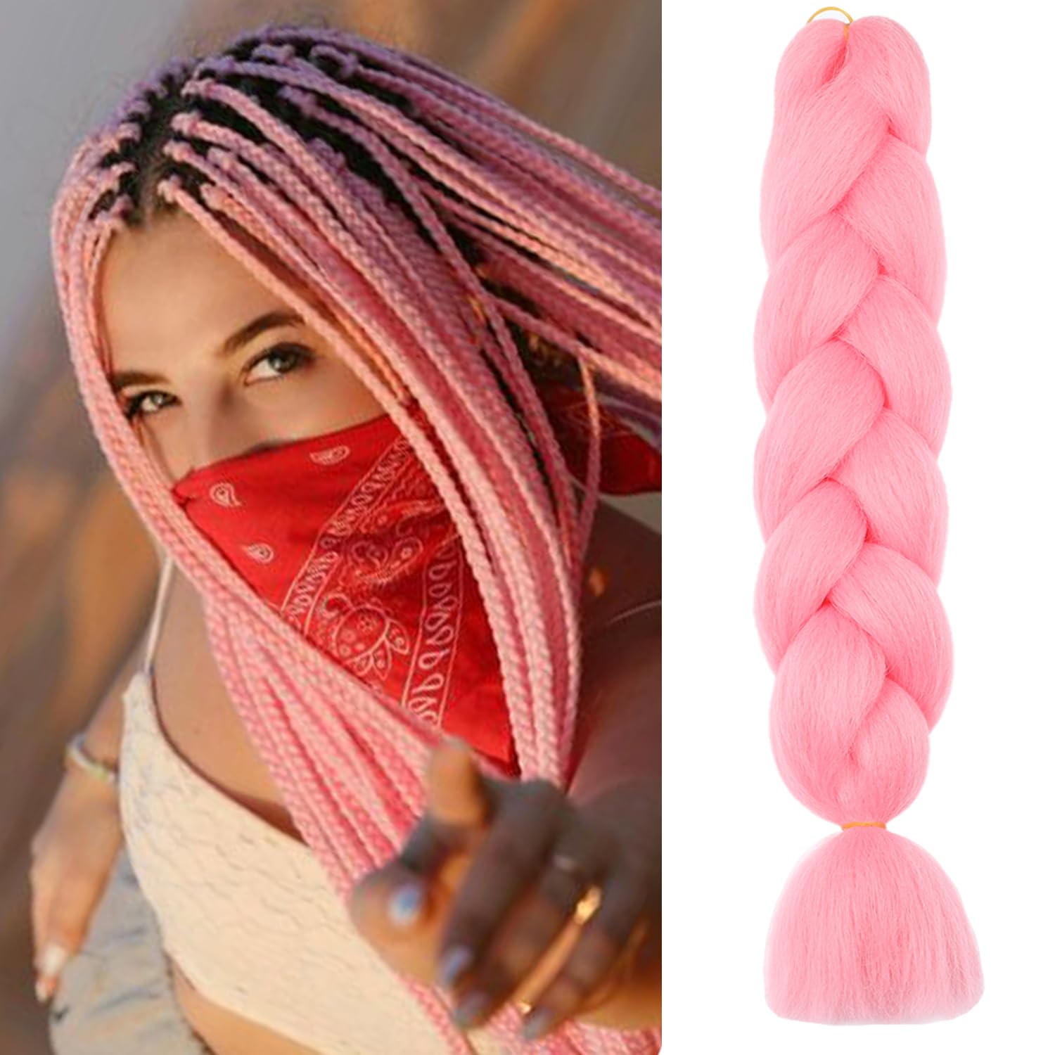 ShowJarlly Ombre Braiding Hair Extensions Synthetic Braiding Hair 24 Inch 1 Piece Box Braids Braiding Hair Extensions Dark Purple