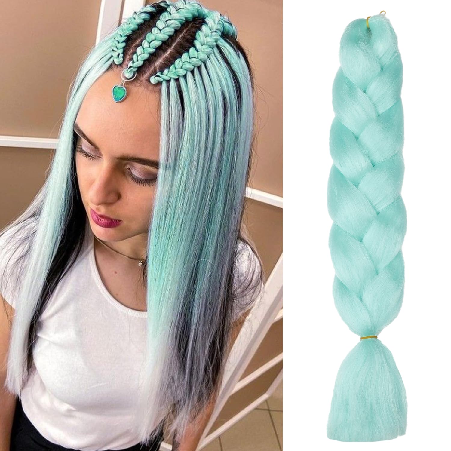 ShowJarlly Ombre Braiding Hair Extensions Synthetic Braiding Hair 24 Inch 1 Piece Box Braids Braiding Hair Extensions Dark Purple