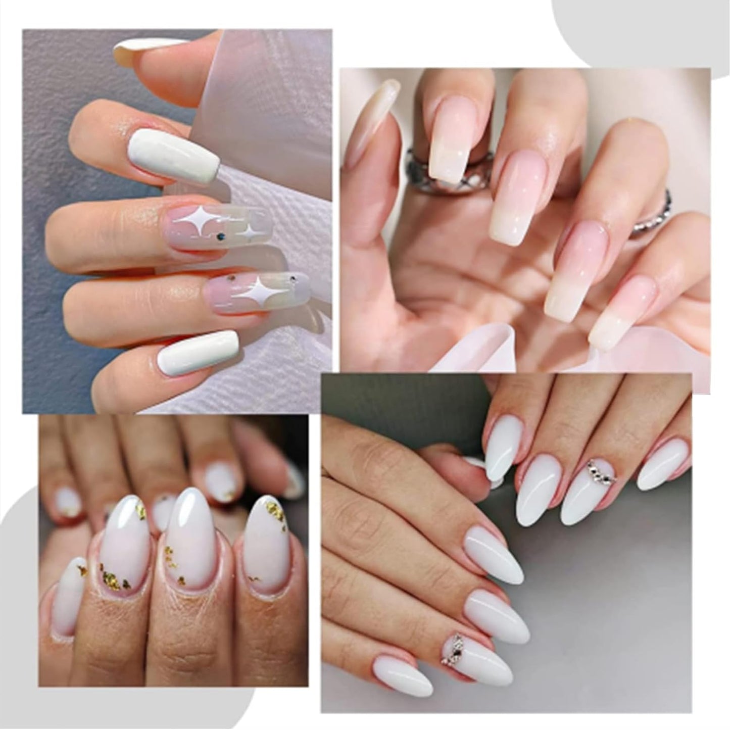 TOMICCA Semi-Permanent Nail Polish, 10 ml Semi-Permanent Natural French Gel Milky White Nail Art Gel UV LED Soak Off Manicure
