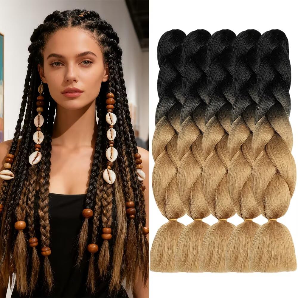 ShowJarlly Ombre Braiding Hair Extensions Synthetic Braiding Hair 24 Inch 1 Piece Box Braids Braiding Hair Extensions Dark Purple
