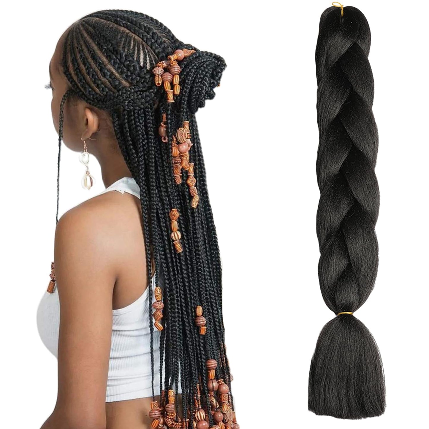 ShowJarlly Ombre Braiding Hair Extensions Synthetic Braiding Hair 24 Inch 1 Piece Box Braids Braiding Hair Extensions Dark Purple