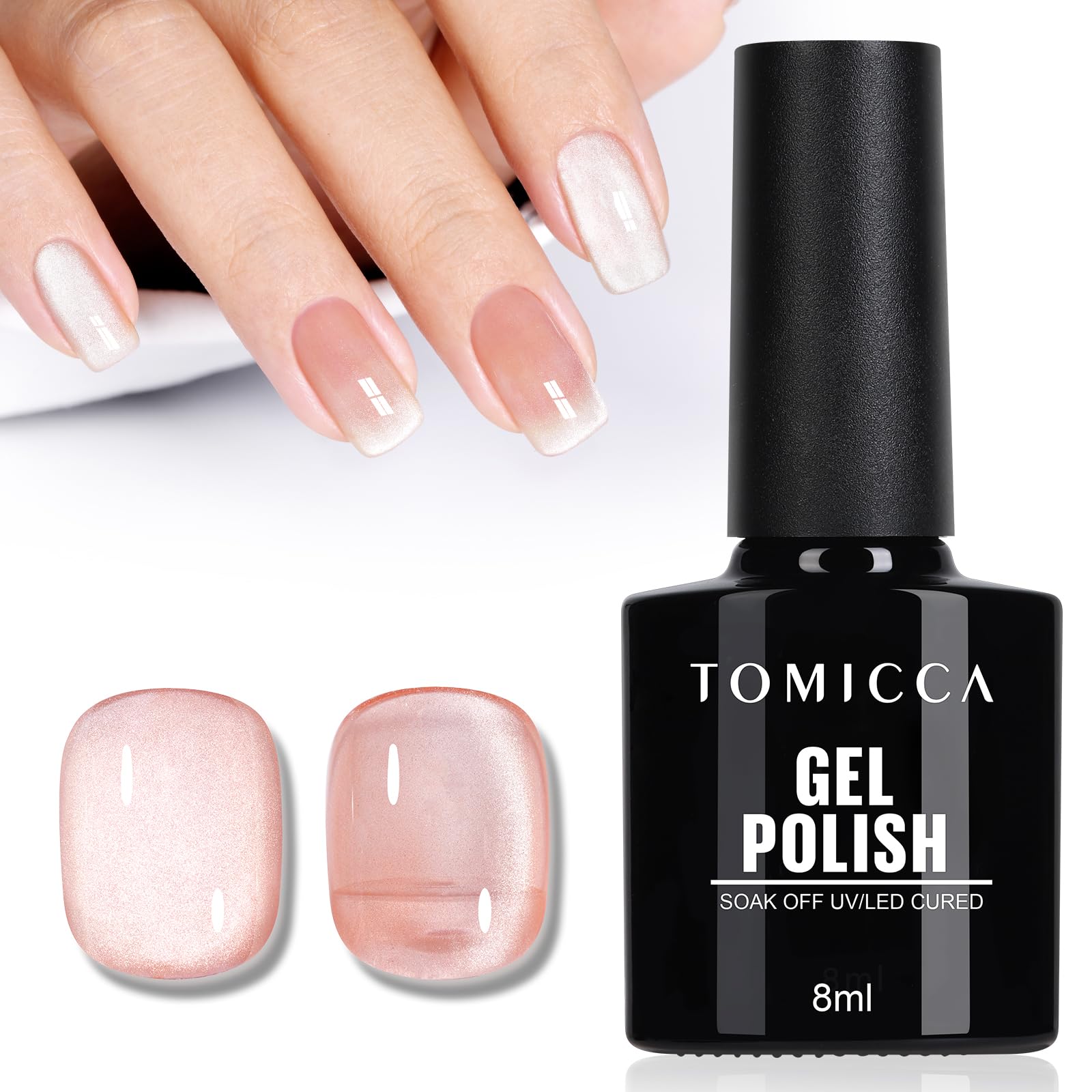 TOMICCA Semi-Permanent Nail Polish, 10 ml Semi-Permanent Natural French Gel Milky White Nail Art Gel UV LED Soak Off Manicure