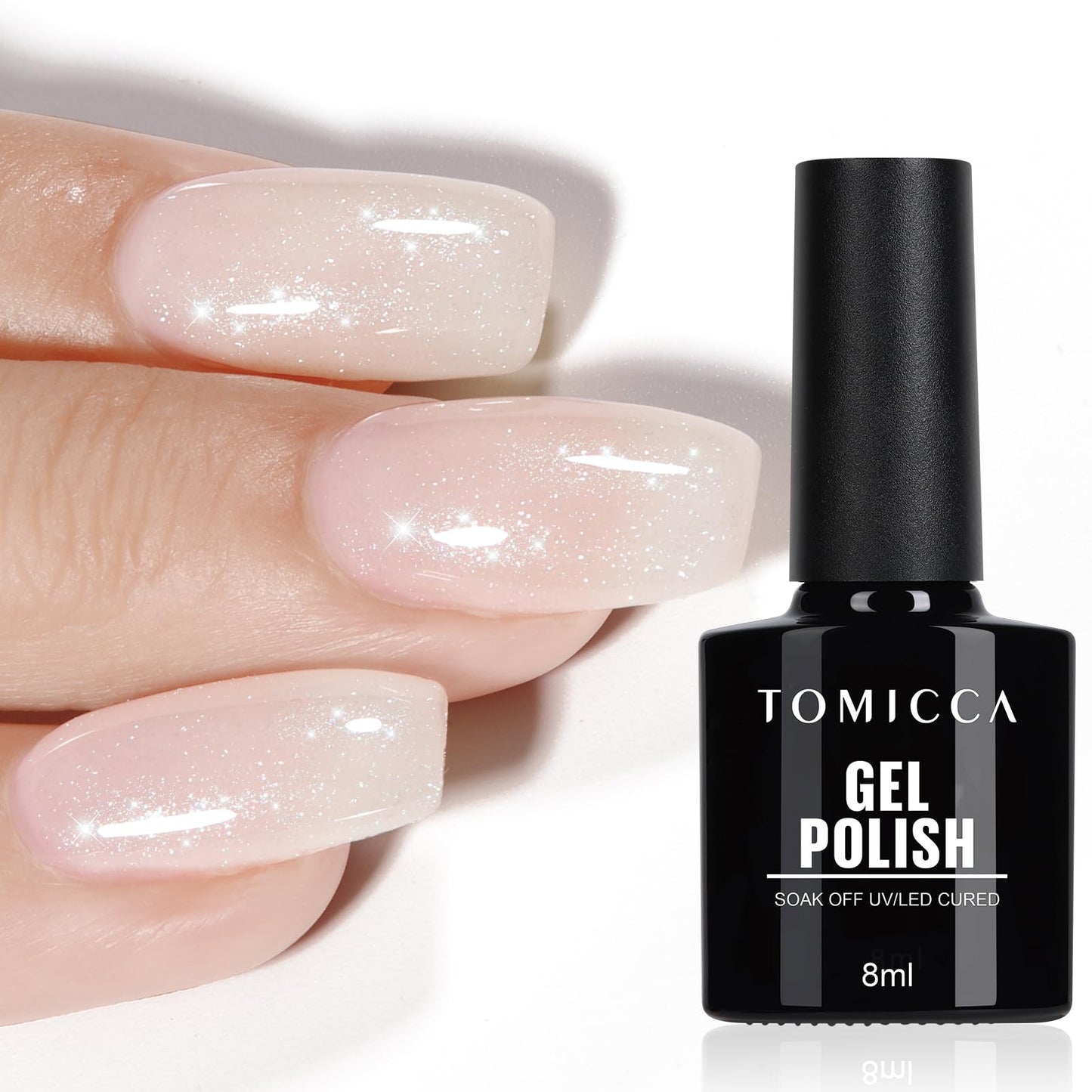 TOMICCA Semi-Permanent Nail Polish, 10 ml Semi-Permanent Natural French Gel Milky White Nail Art Gel UV LED Soak Off Manicure
