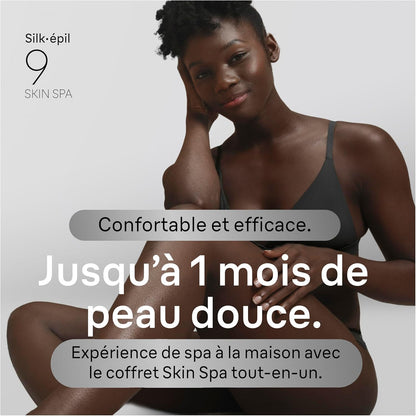 Braun Silk·épil 9 SkinSpa Women's Electric Epilator, Waterproof, All-in-One Epilator Set with Swivel Head, Exfoliating Brush, Shaving Head, Clipper Clipper and Massage Cushion, 9-080