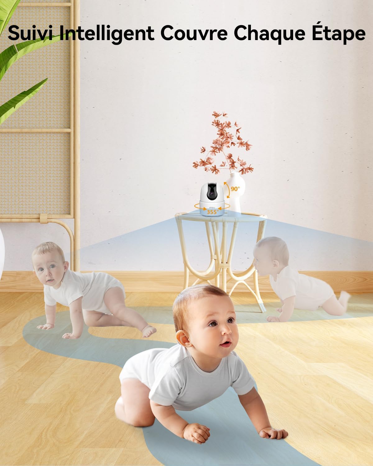 Imou 2K(3MP) WiFi Surveillance Camera Indoor 360° Smart Camera with Human Detection AI Tracking Two-Way Audio Siren Alexa Compatible for Baby/Pets