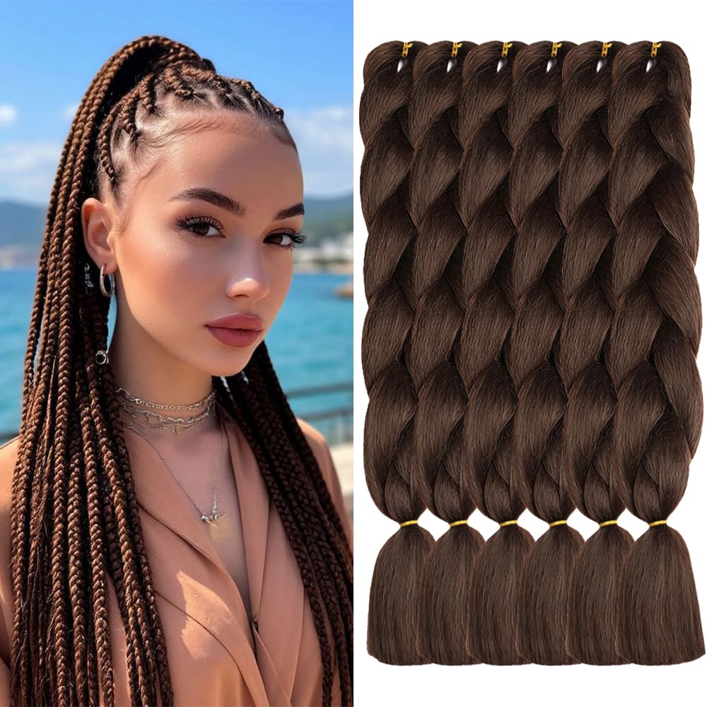 ShowJarlly Ombre Braiding Hair Extensions Synthetic Braiding Hair 24 Inch 1 Piece Box Braids Braiding Hair Extensions Dark Purple