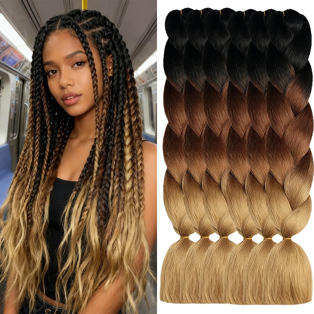 ShowJarlly Ombre Braiding Hair Extensions Synthetic Braiding Hair 24 Inch 1 Piece Box Braids Braiding Hair Extensions Dark Purple