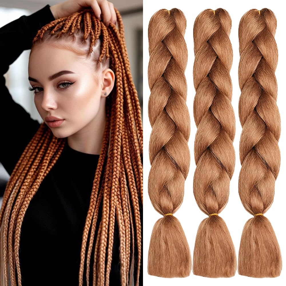 ShowJarlly Ombre Braiding Hair Extensions Synthetic Braiding Hair 24 Inch 1 Piece Box Braids Braiding Hair Extensions Dark Purple