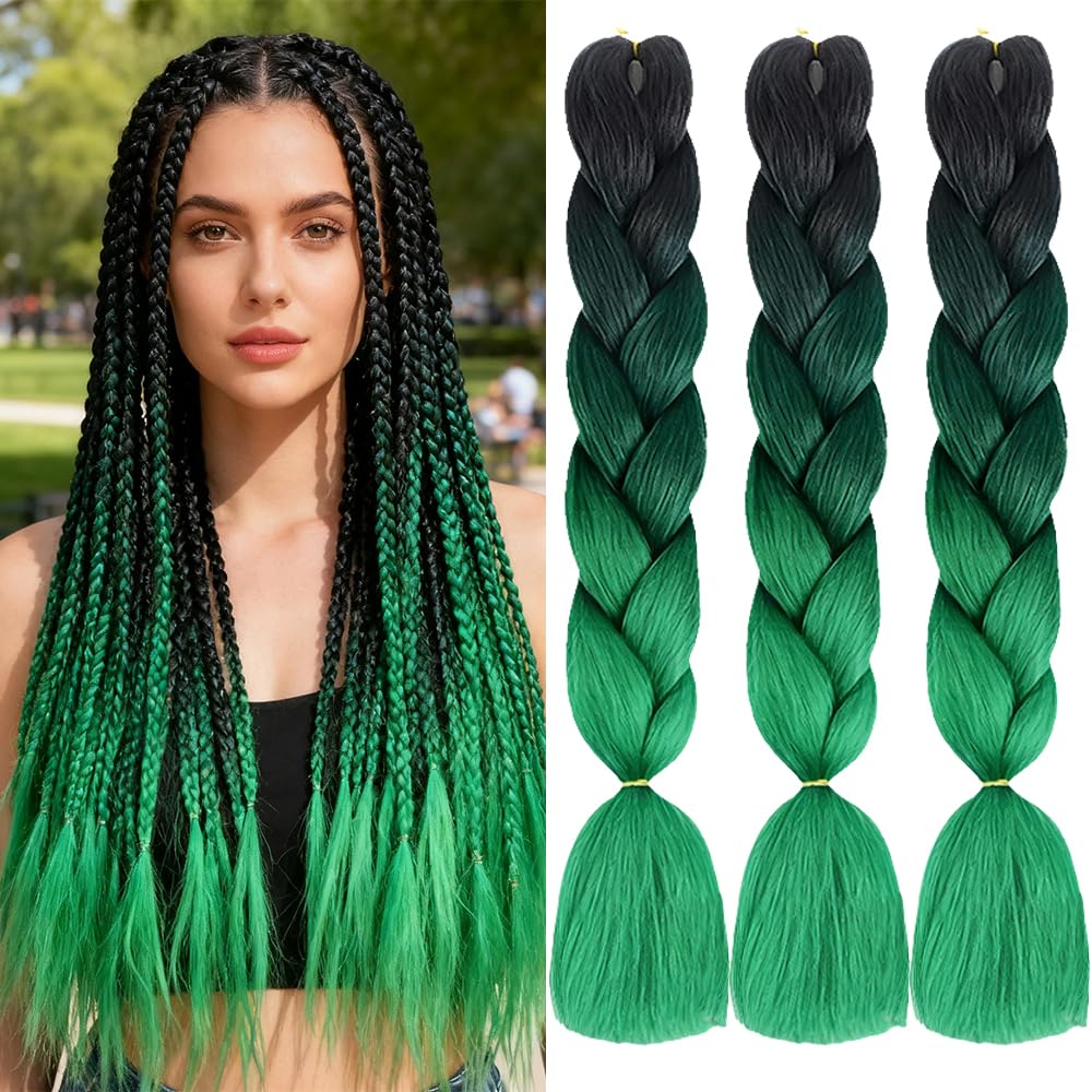 ShowJarlly Ombre Braiding Hair Extensions Synthetic Braiding Hair 24 Inch 1 Piece Box Braids Braiding Hair Extensions Dark Purple