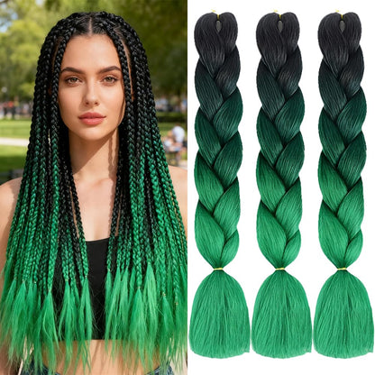 ShowJarlly Ombre Braiding Hair Extensions Synthetic Braiding Hair 24 Inch 1 Piece Box Braids Braiding Hair Extensions Dark Purple