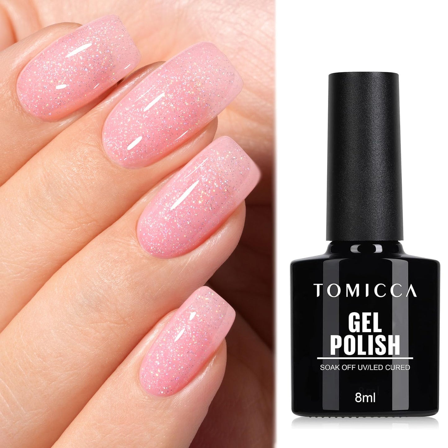 TOMICCA Semi-Permanent Nail Polish, 10 ml Semi-Permanent Natural French Gel Milky White Nail Art Gel UV LED Soak Off Manicure