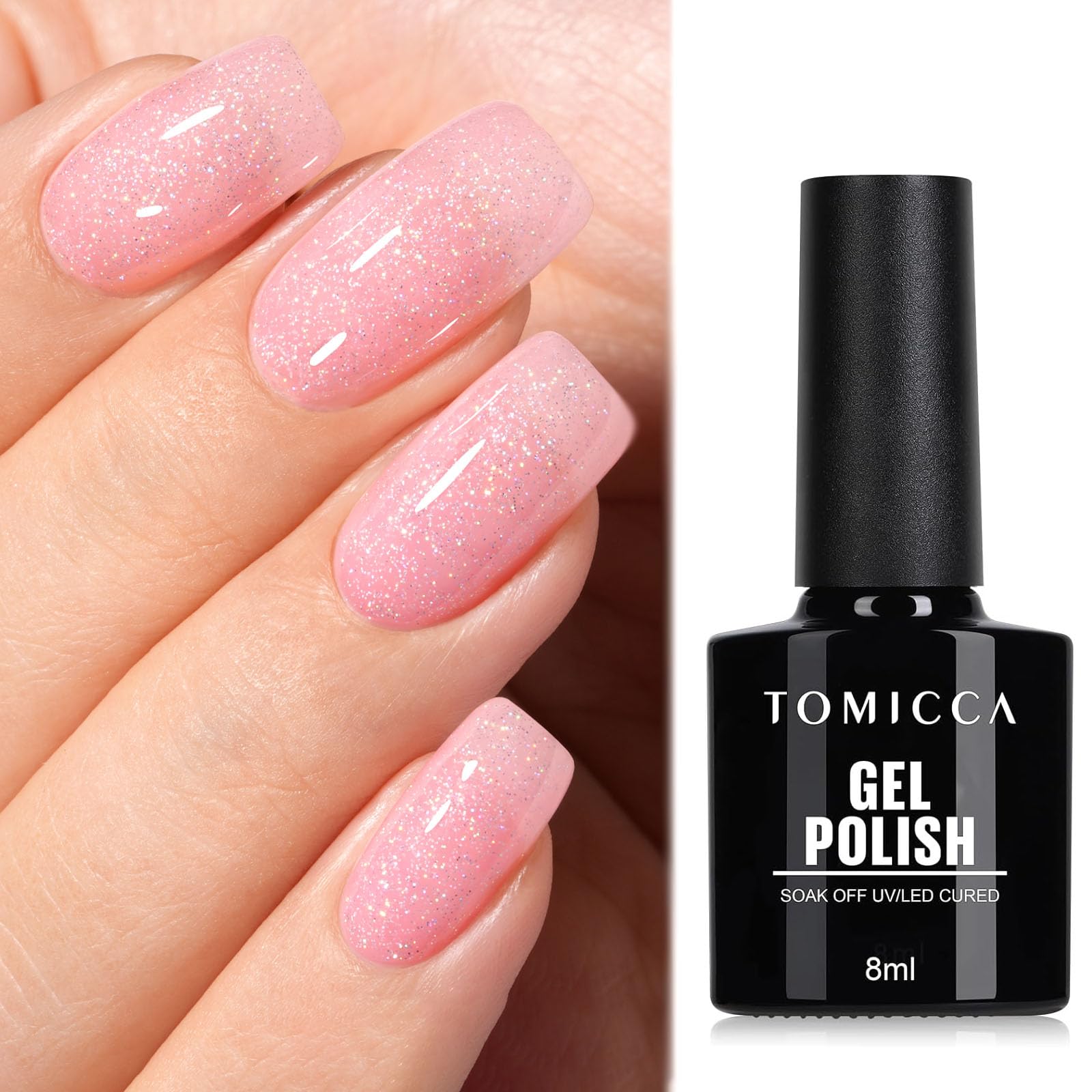 TOMICCA Semi-Permanent Nail Polish, 10 ml Semi-Permanent Natural French Gel Milky White Nail Art Gel UV LED Soak Off Manicure