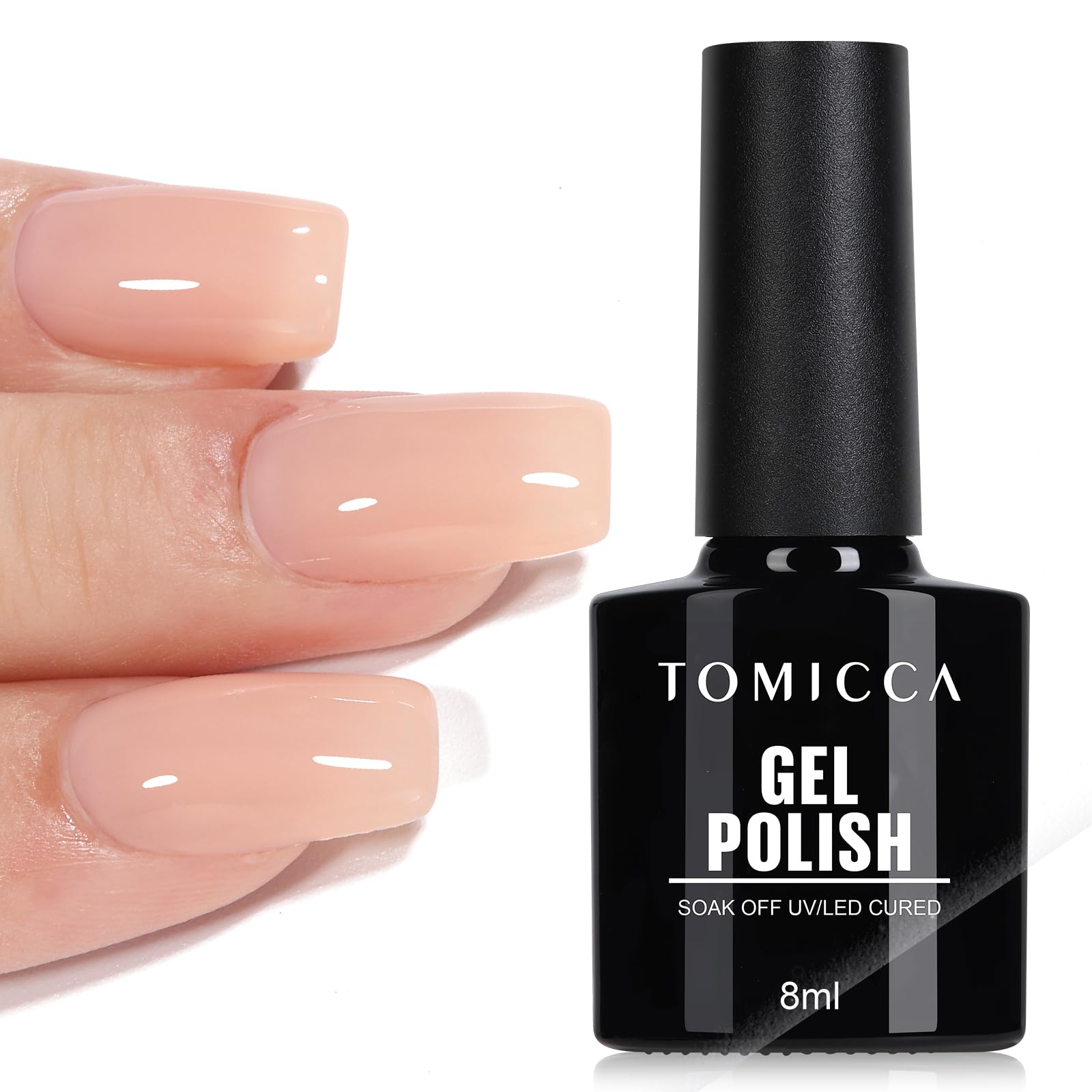 TOMICCA Semi-Permanent Nail Polish, 10 ml Semi-Permanent Natural French Gel Milky White Nail Art Gel UV LED Soak Off Manicure