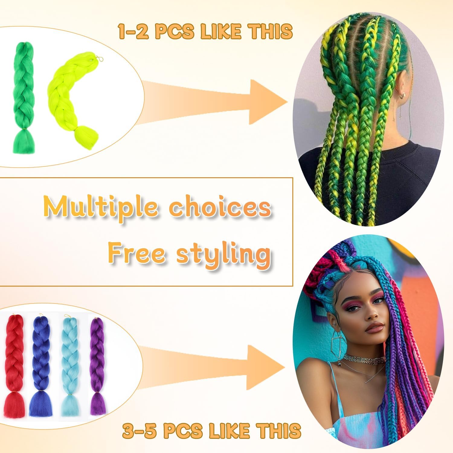ShowJarlly Ombre Braiding Hair Extensions Synthetic Braiding Hair 24 Inch 1 Piece Box Braids Braiding Hair Extensions Dark Purple