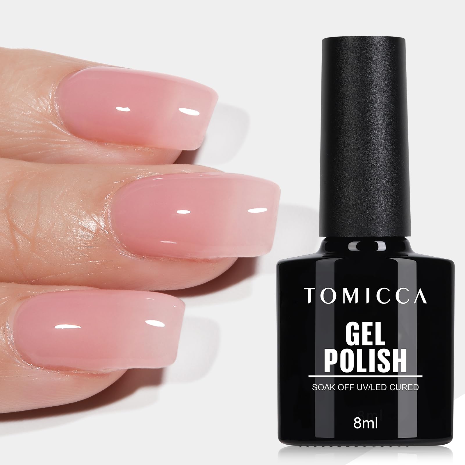 TOMICCA Semi-Permanent Nail Polish, 10 ml Semi-Permanent Natural French Gel Milky White Nail Art Gel UV LED Soak Off Manicure