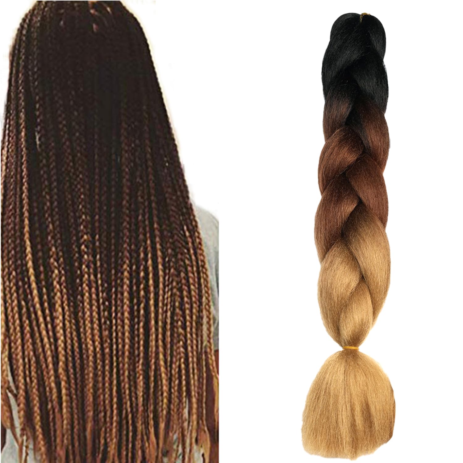 ShowJarlly Ombre Braiding Hair Extensions Synthetic Braiding Hair 24 Inch 1 Piece Box Braids Braiding Hair Extensions Dark Purple