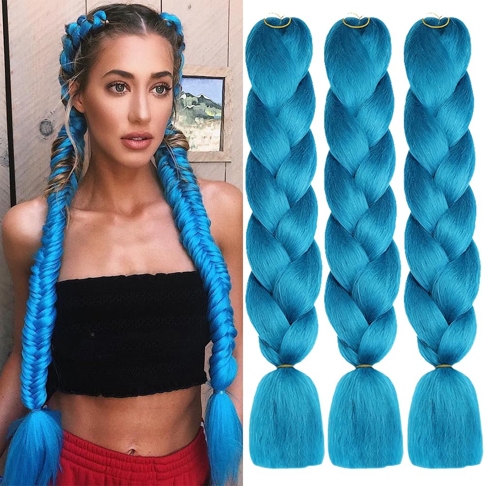 ShowJarlly Ombre Braiding Hair Extensions Synthetic Braiding Hair 24 Inch 1 Piece Box Braids Braiding Hair Extensions Dark Purple