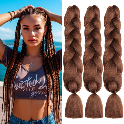 ShowJarlly Ombre Braiding Hair Extensions Synthetic Braiding Hair 24 Inch 1 Piece Box Braids Braiding Hair Extensions Dark Purple