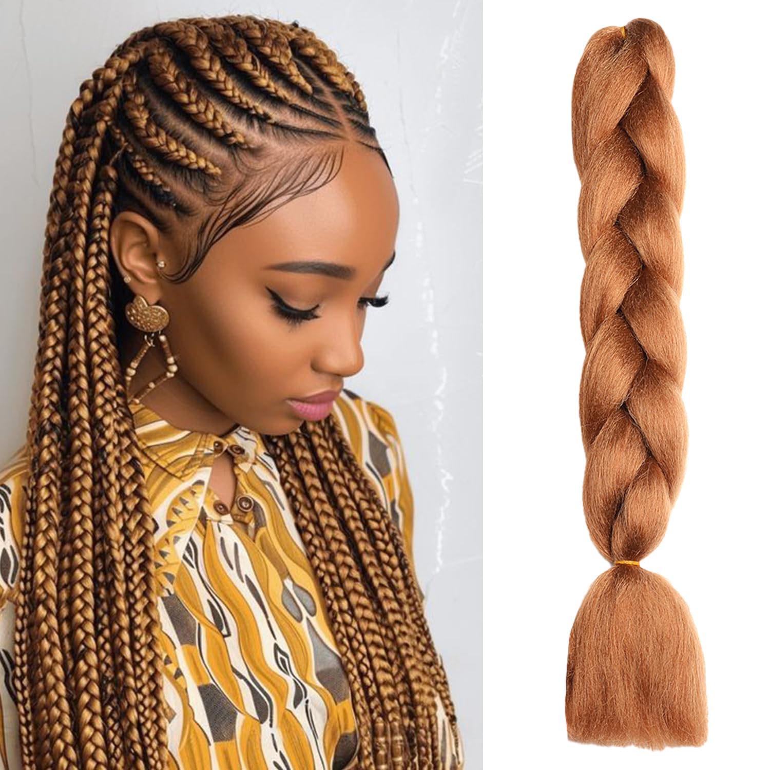 ShowJarlly Ombre Braiding Hair Extensions Synthetic Braiding Hair 24 Inch 1 Piece Box Braids Braiding Hair Extensions Dark Purple